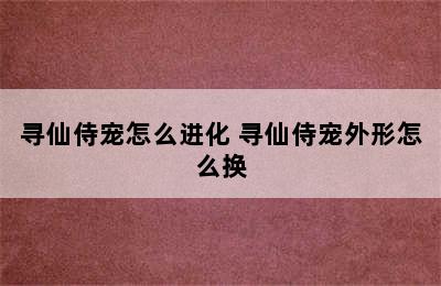 寻仙侍宠怎么进化 寻仙侍宠外形怎么换